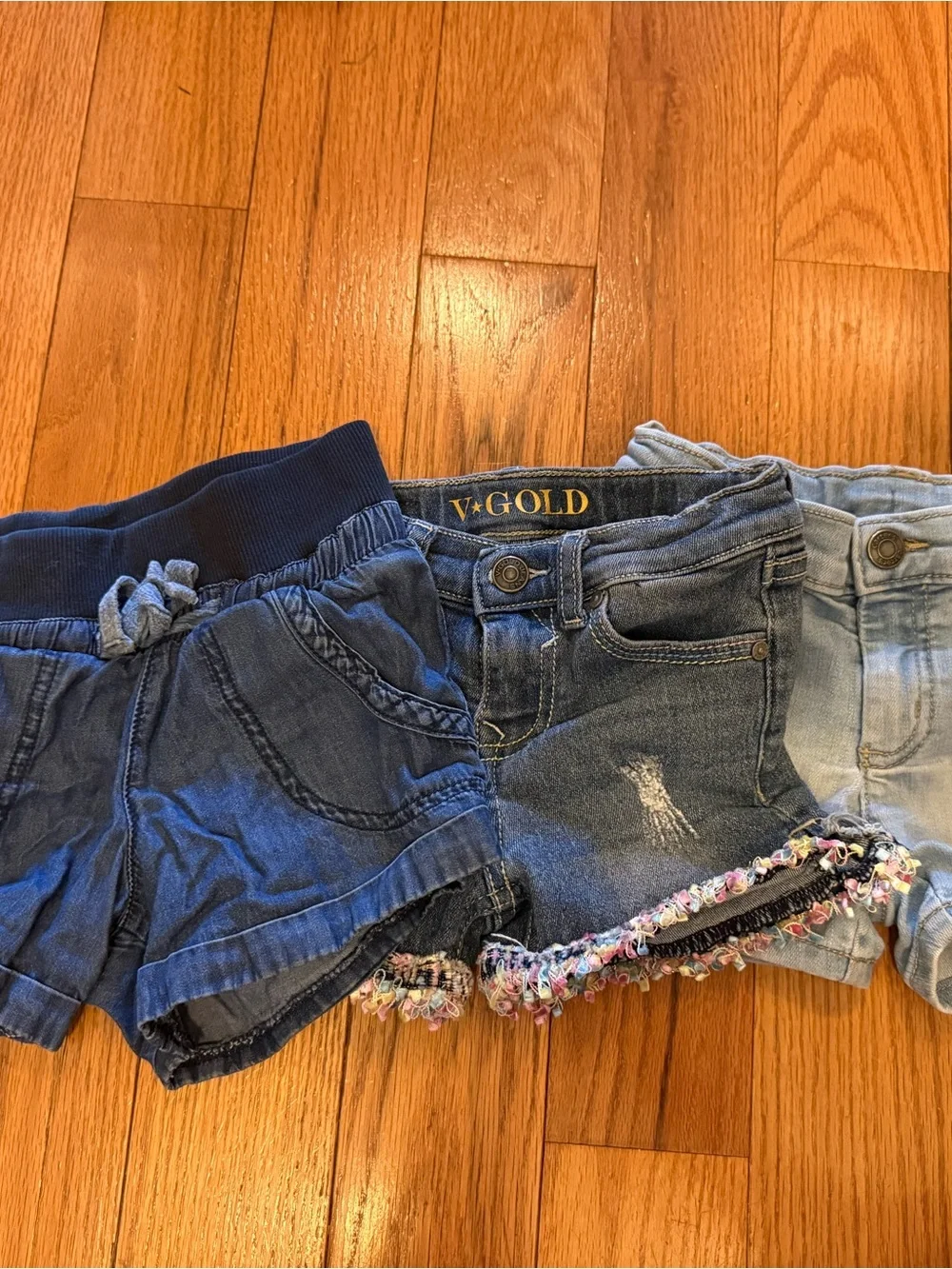 Carter's Girls Denim & Chambray Shorts Trio - Navy, Medium Blue & Light Blue